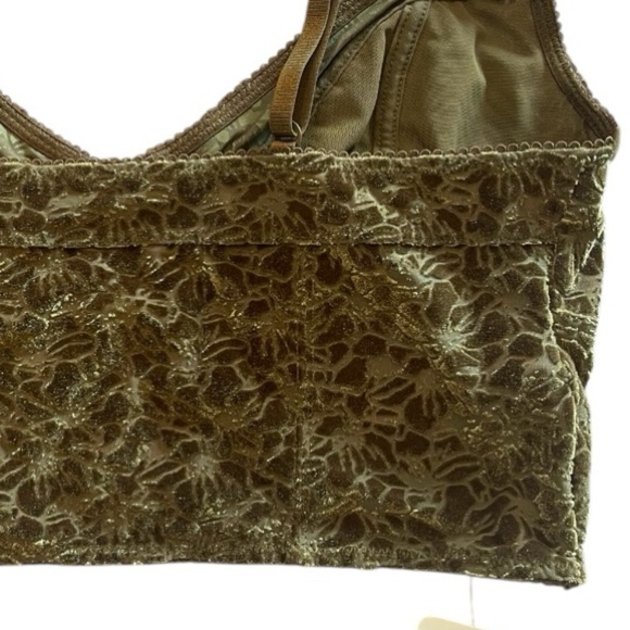 NWT Intimately Free People Carrie Flocked Floral Velvet Bralette, Olive Green, L - Picture 15 of 15